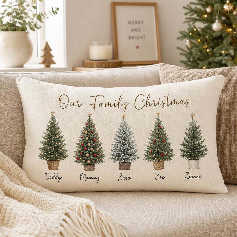 Our family Christmas tree cushion