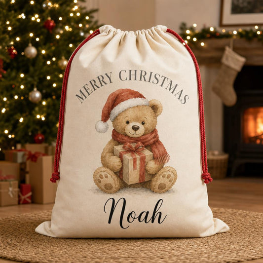 Christmas bear personalised santa sack