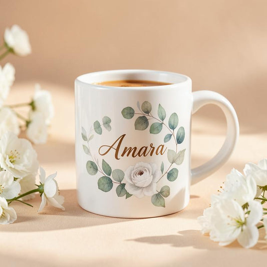 Eucalyptus rose personalised latte mug