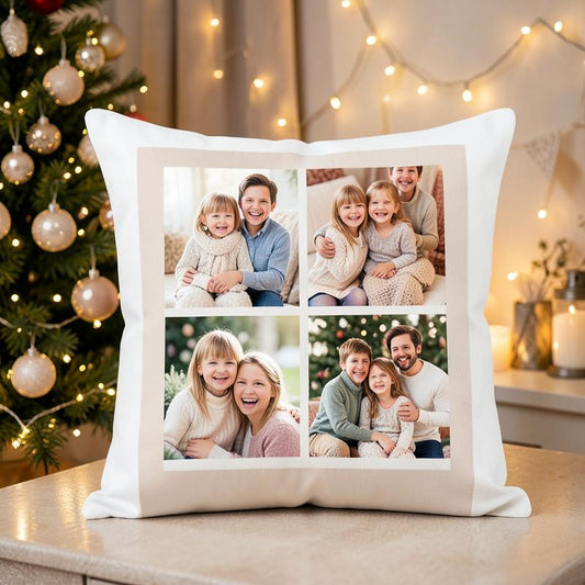 Four photo family cushion