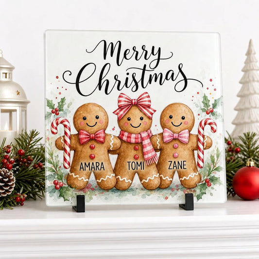 Gingerbread family personalised glass board
