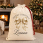 Gold bow personalised santa sack