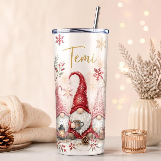 Blush gonk personalised Christmas tumbler