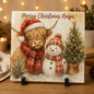 Highland cow and snowman personalised glass board