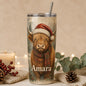 Festive highland cow personalised Christmas tumbler