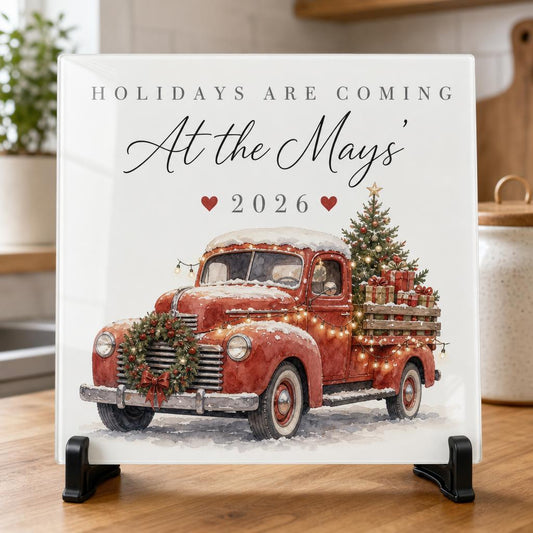 Holidays are coming personalised glass chopping board