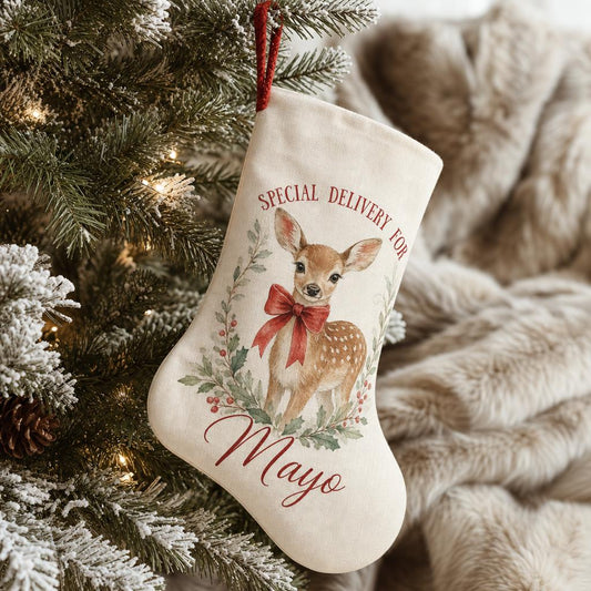 Little deer personalised Christmas stocking