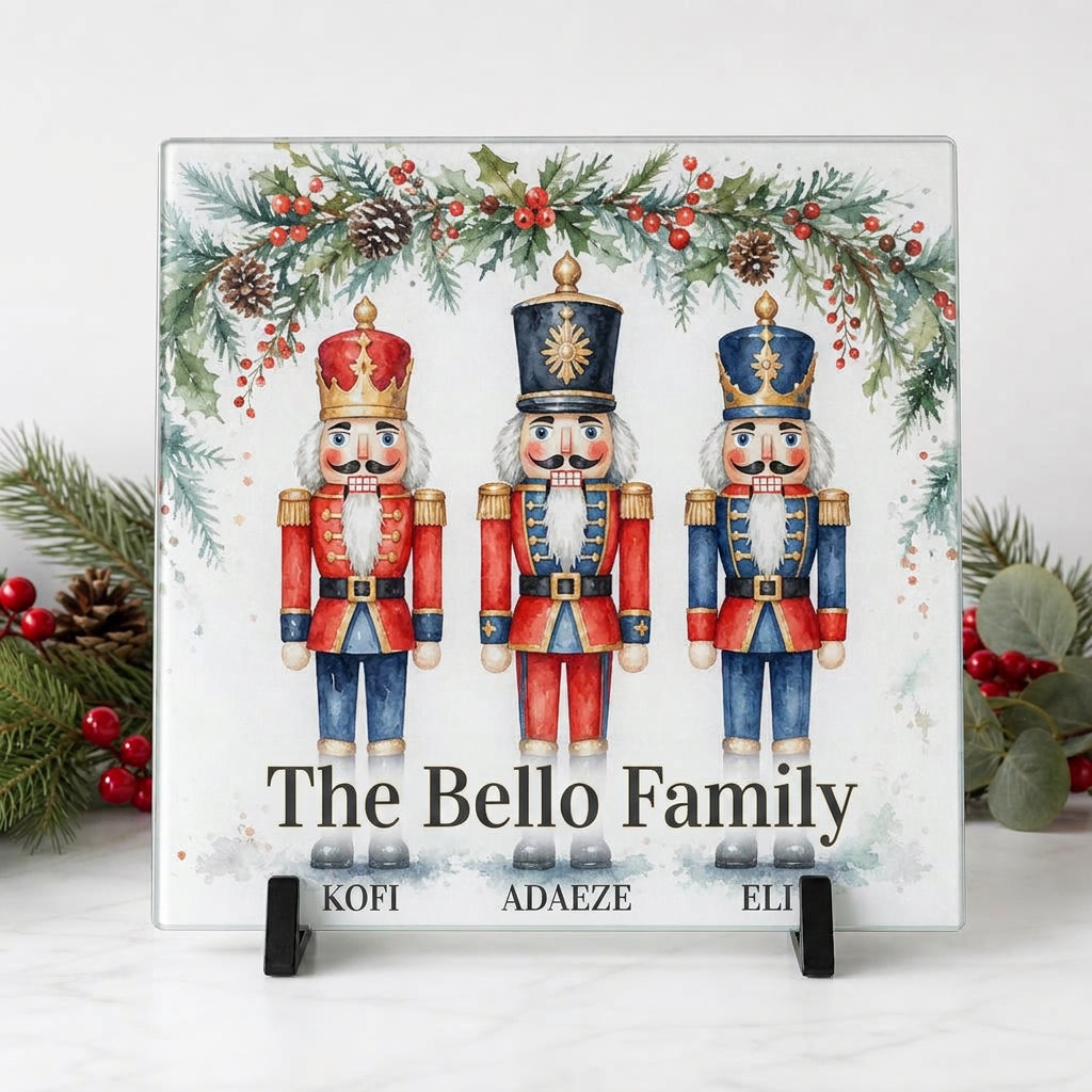 Nutcracker trio personalised glass board
