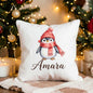 Personalised winter penguin cushion