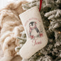 Floral penguin personalised Christmas stocking