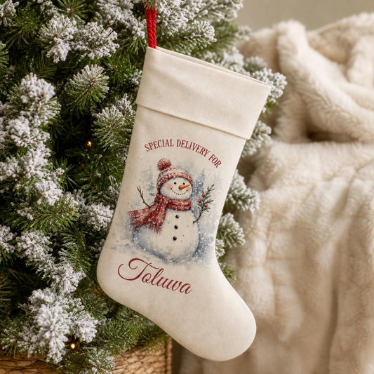 Snowman personalised Christmas stocking